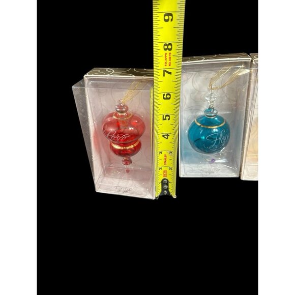 Hallmark Perfect Harmony 3 pc Blown Etched Glass Ornament Set, Love - Hope - Joy - Picture 6 of 6